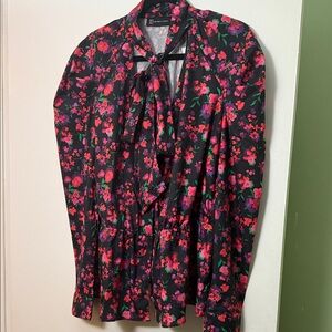 New York & Company Black Floral Blouse